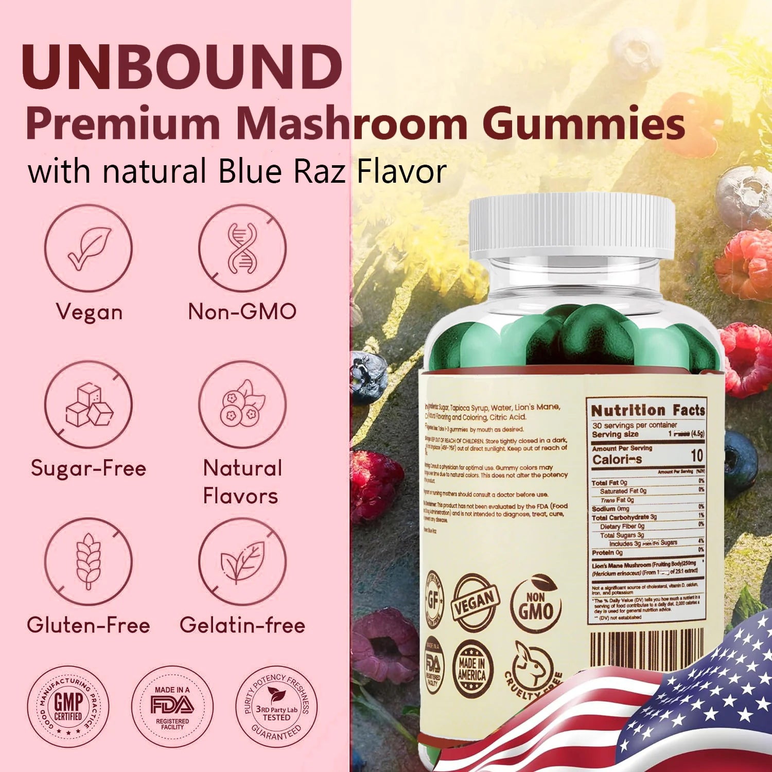 Unbound Lion'S Mane Mushroom Gummies for Memory, Focus, and Clarity