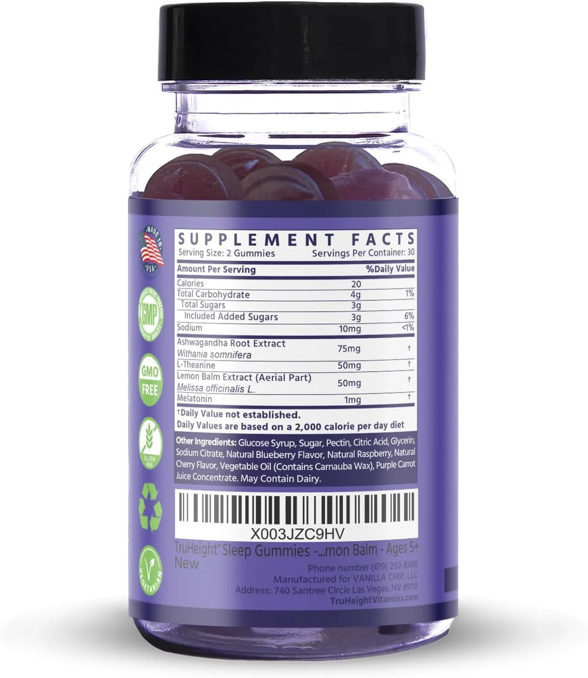 Sleep Gummies - Kids & Teen Natural Sleep Aid for Maximum Growth - Pediatric Recommended - Kids Melatonin Gummy - Melatonin, Ashwagandha, L Theanine, Lemon Balm, Ages 4+, Mixed Berry Flavor