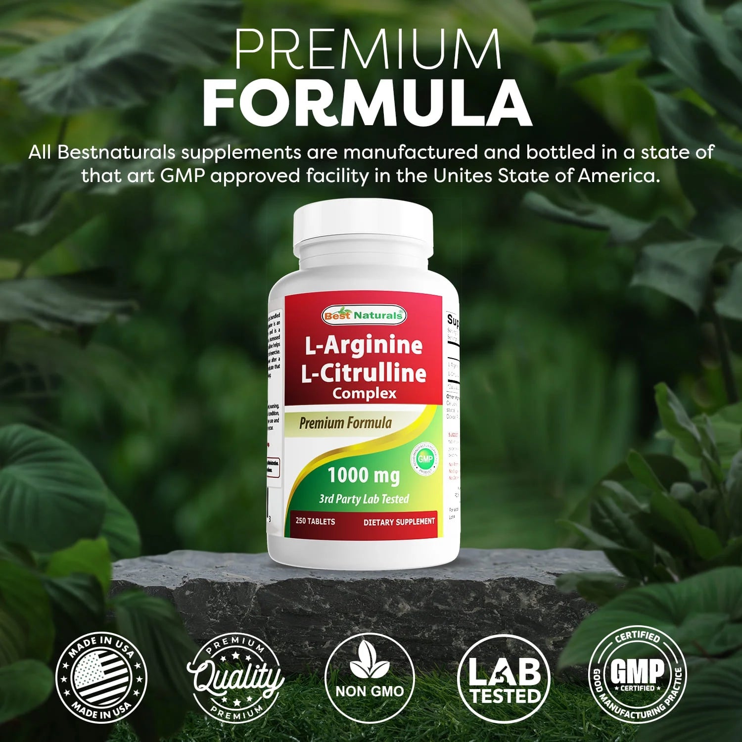 L-Arginine L-Citrulline Complex 1000 Mg Multivitamin Tablets, 250 Count