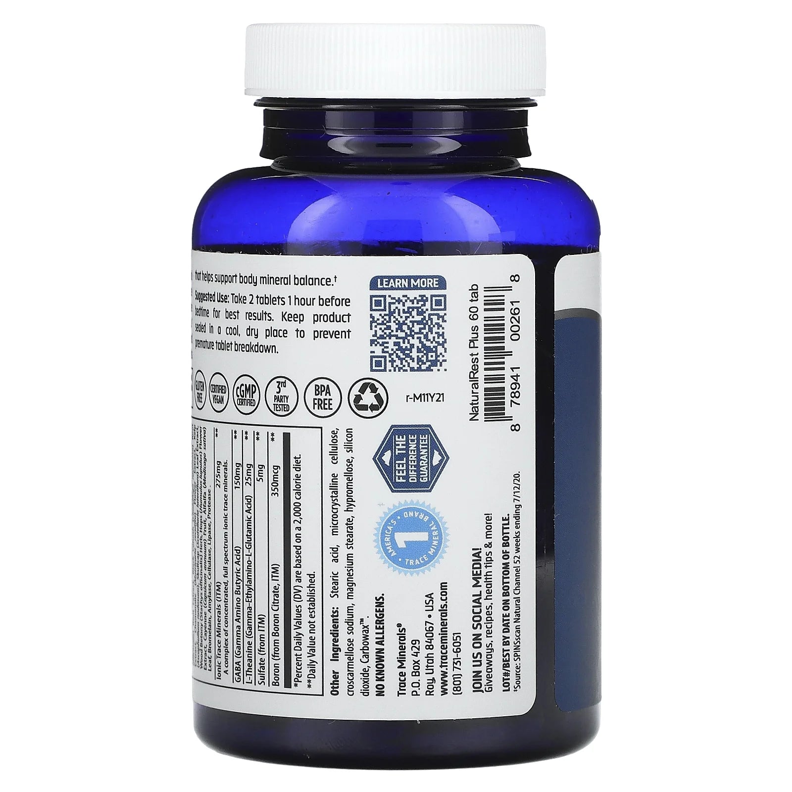 Minerals | Natural Rest plus Dietary Supplement | W/ Calories of 5 | 60 Tablets, 30 Servings