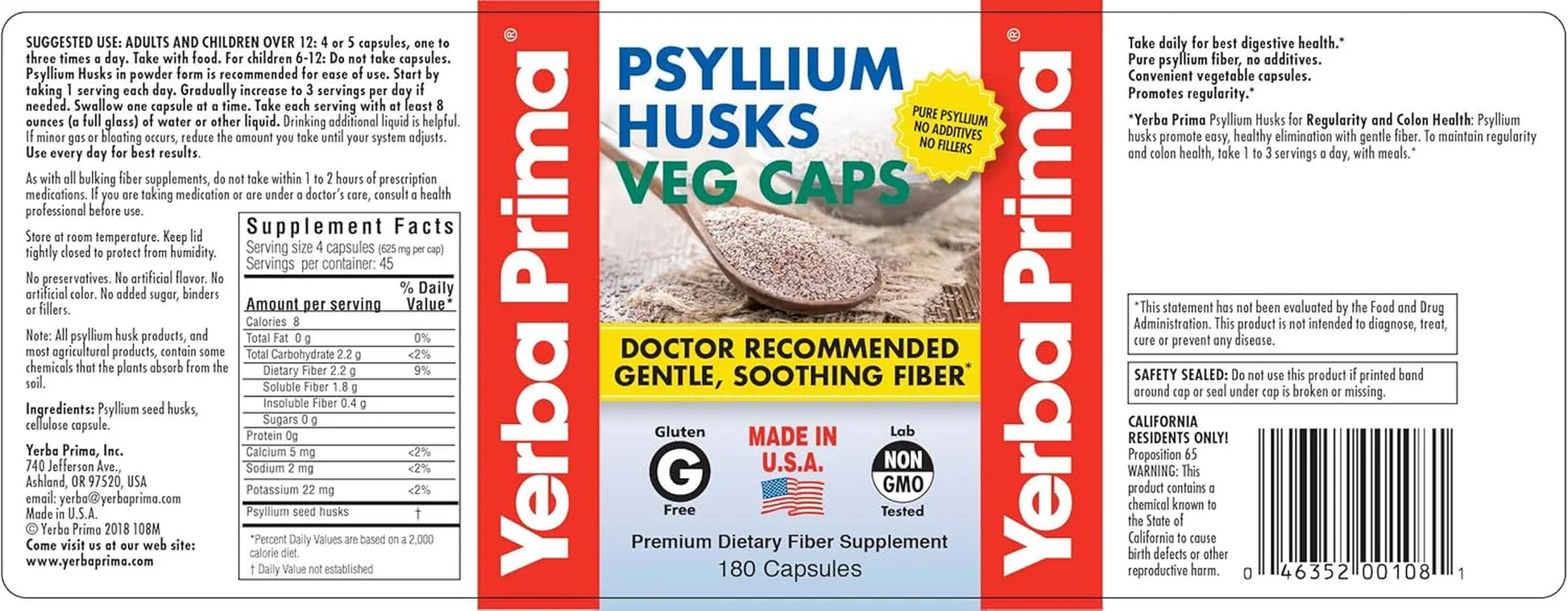 Psyllium Husks 180 Veg Caps Jul