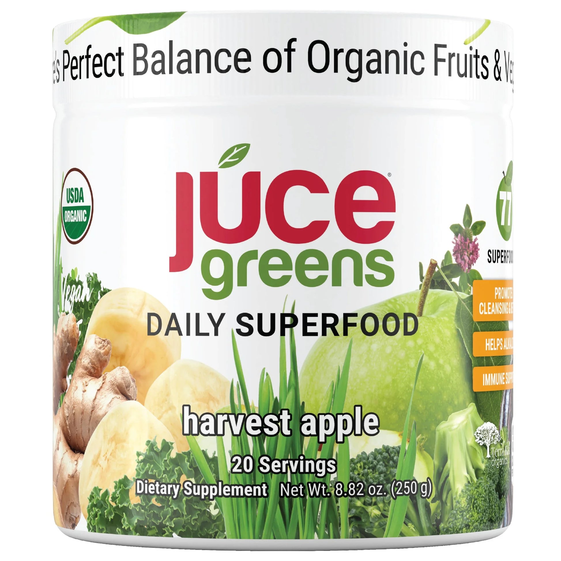 JUCE Greens Superfood Healthy Balance of Fruits and Veggies. Powder 8.82 Oz