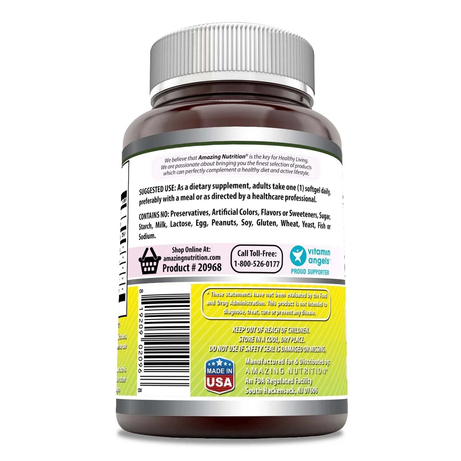 Amazing Formulas Evening Primrose Oil 1300Mg, 10% GLA, 250 Softgels Supplement | Hexane Free Cold Pressed Oil | Non-Gmo | Gluten Free