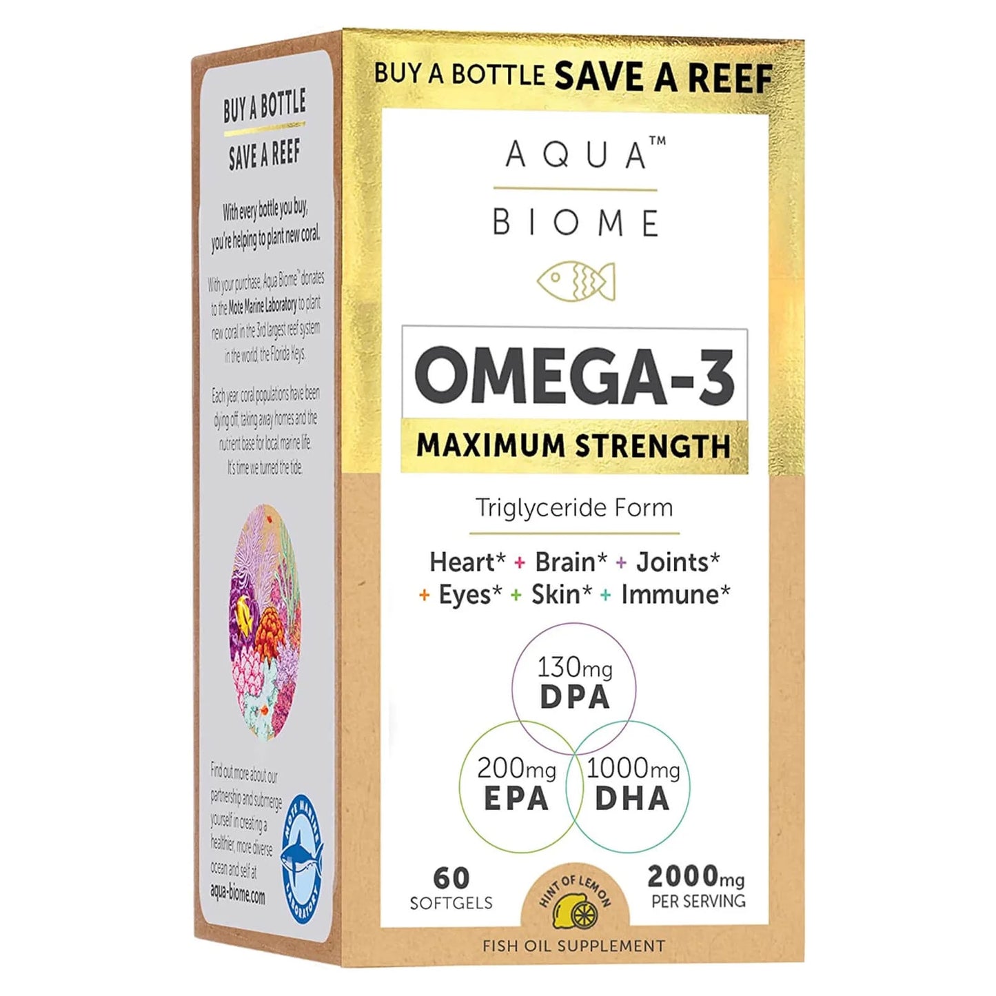 Aqua-Biome Fish Oil Maximum - Lemon 2,000 Mg 60 Sgels