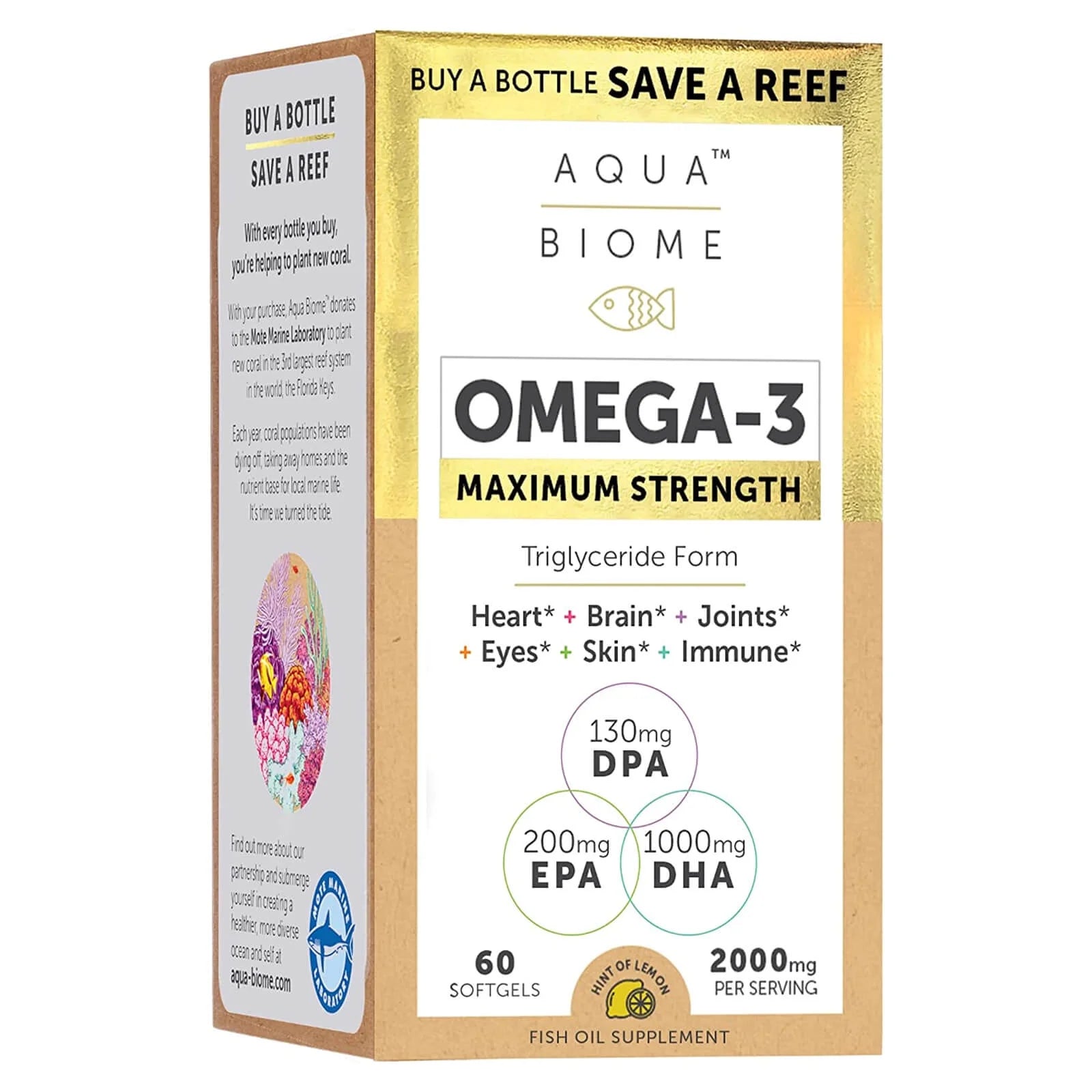 Aqua-Biome Fish Oil Maximum - Lemon 2,000 Mg 60 Sgels