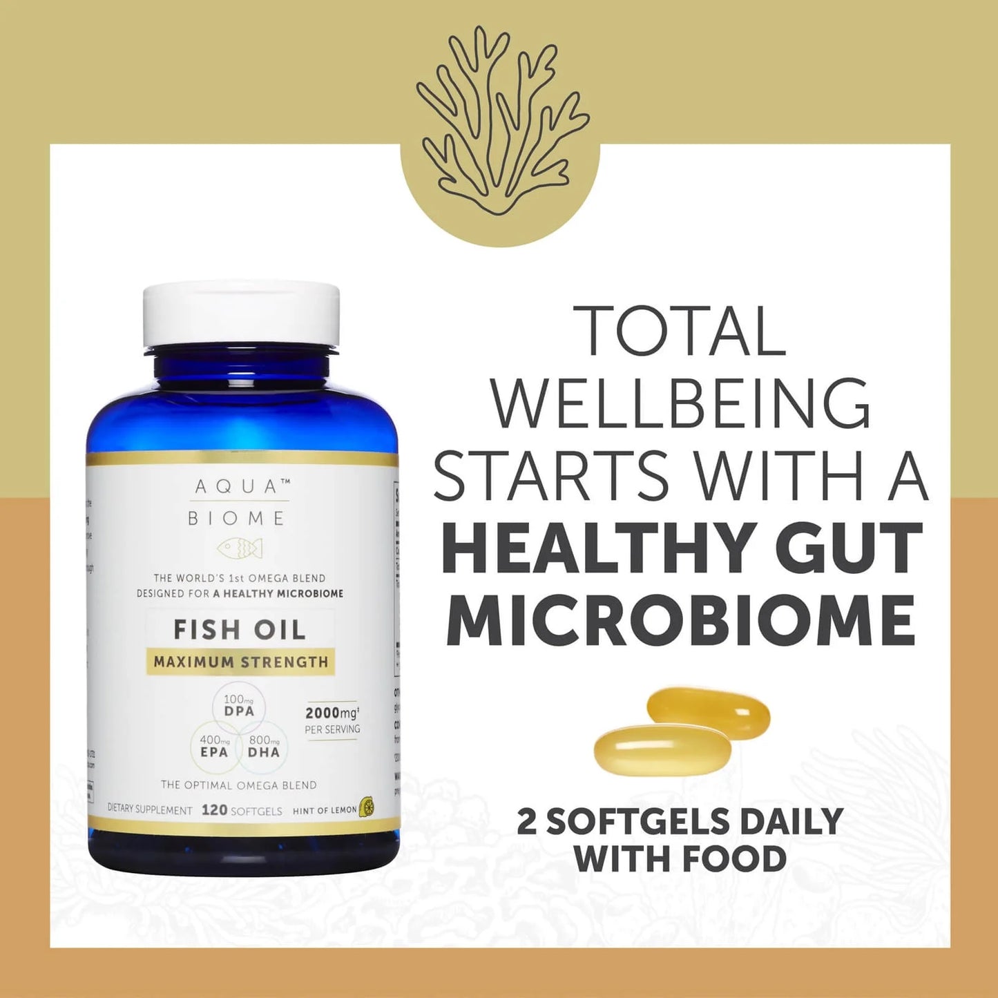 Aqua-Biome Fish Oil Maximum - Lemon 2,000 Mg 60 Sgels