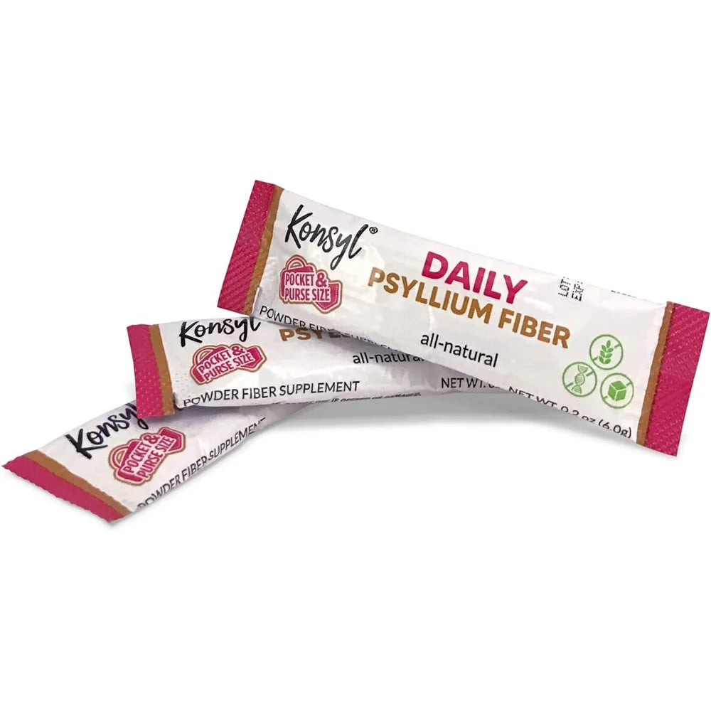 Daily Psyllium Fiber Stick Packs - On-The-Go Fiber Supplement Powder- 30 Packets