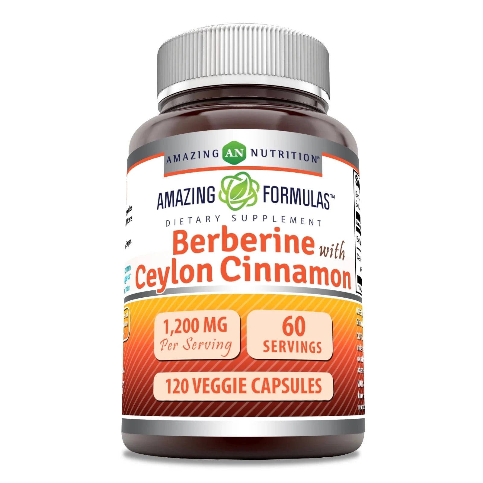 Berberine with Pure Ceylon Cinnamon 1200 Mg per Serving 120 Veggie Capsules Supplement | Premium Complex Supplement | Non-Gmo | Gluten Free | Made in USA | Ideal for Vegetarians