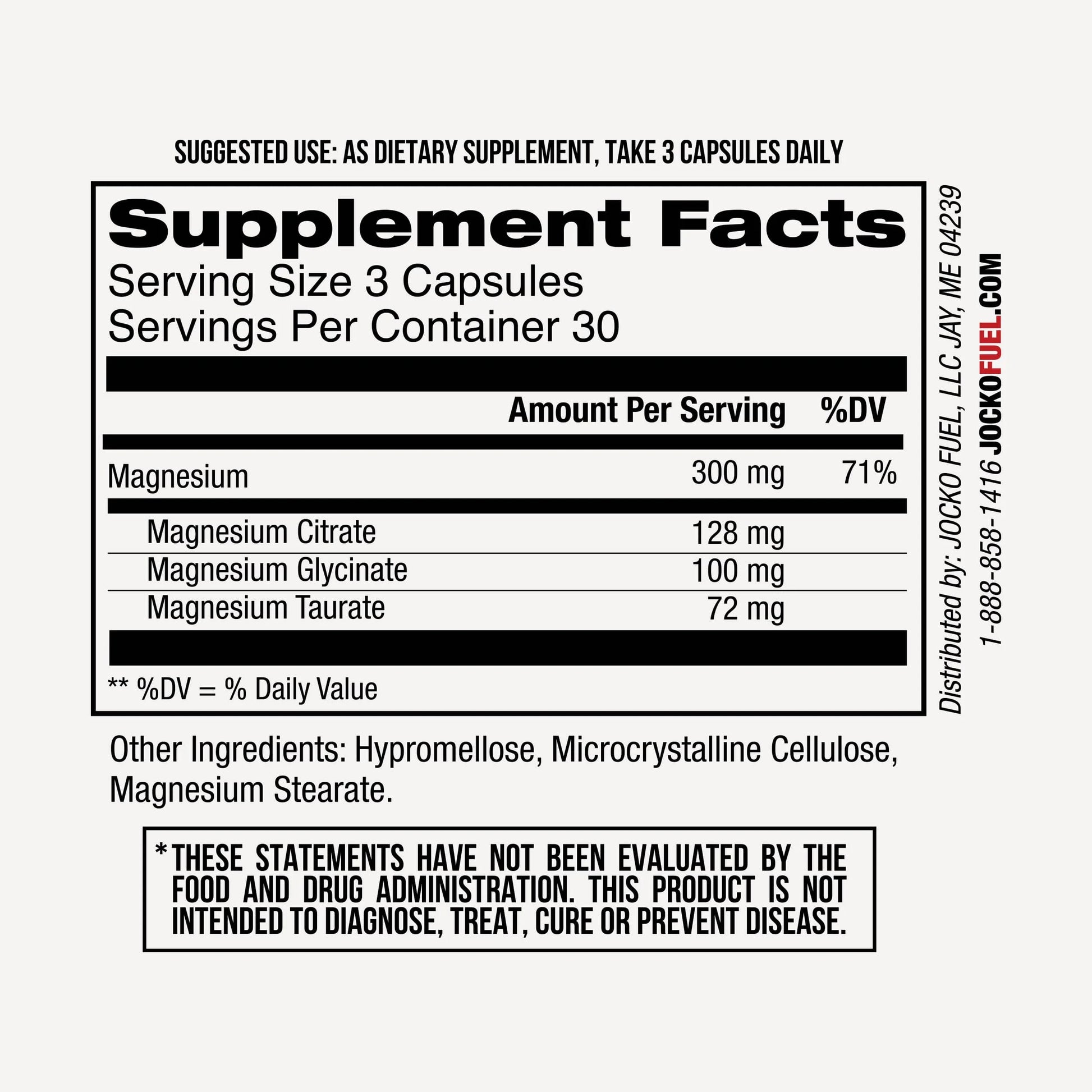 Magnesium Complex Supplement - Magnesium Glycinate, Citrate, & Taurate, 30-Day Supply