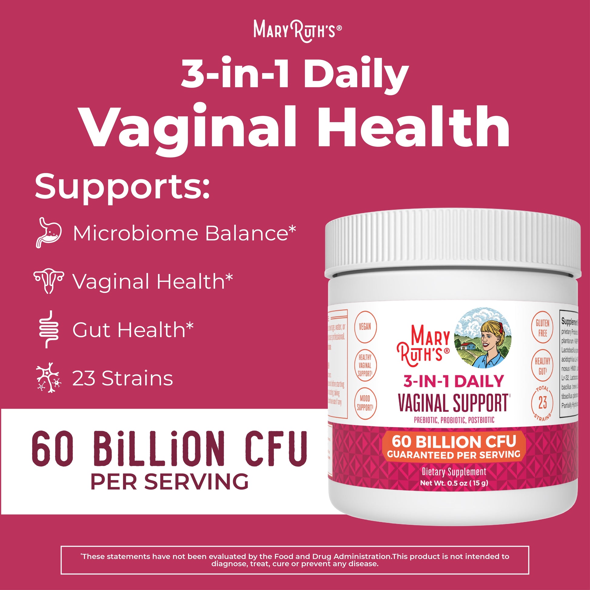 Allergen Free Probiotics Powder for Digestive Health & Hormonal Support, 50 Billion CFU, 0.5 Oz